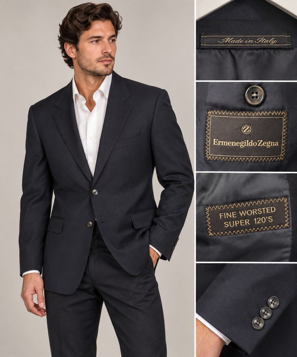 Ermenegildo Zegna Men’s Blazer Jacket Super 120’s Sz 56